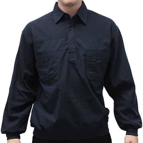 LD Sport Four Pocket Woven Long Sleeve Banded Bottom Shirt-Navy 6097-200 Big and Tall - theflagshirt