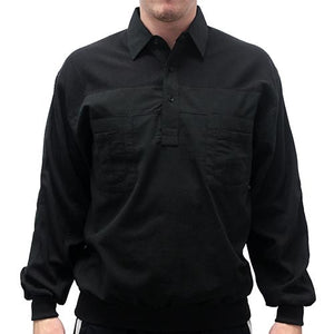 LD Sport Four Pocket Woven Long Sleeve Banded Bottom Shirt -Black- Big and Tall - theflagshirt