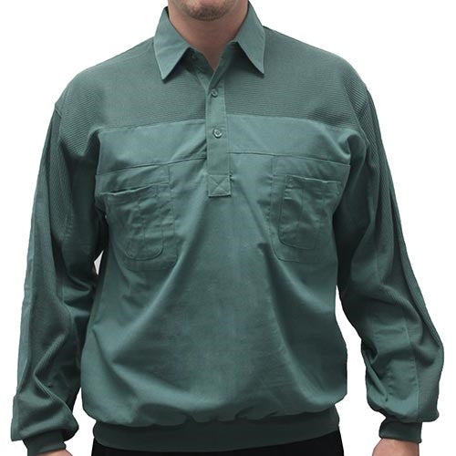 LD Sport Four Pocket Woven Long Sleeve Banded Bottom Big and Tall Shirt-Sage - theflagshirt