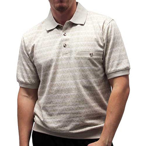 Classics by Palmland Allover Short Sleeve Banded Bottom Shirt 6190-302 Big and Tall Taupe - theflagshirt