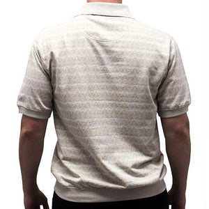 Classics by Palmland Allover Short Sleeve Banded Bottom Shirt 6190-302 Big and Tall Taupe - theflagshirt