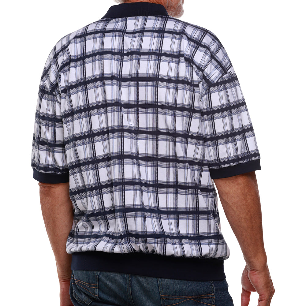 Classics by Palmland Allover Short Sleeve Banded Bottom Shirt 6190-315 - Navy
