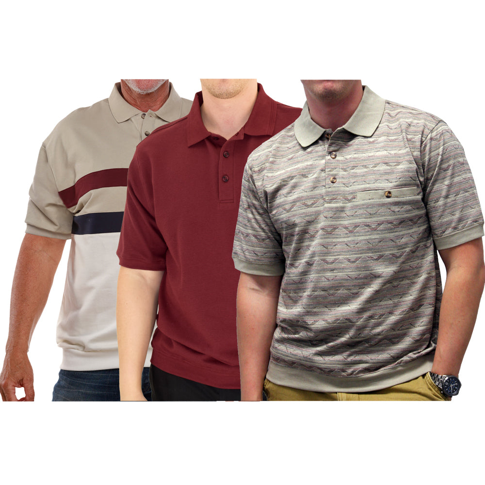 One of Each Burgundy Taupe Mix -3 Shirts Bundled