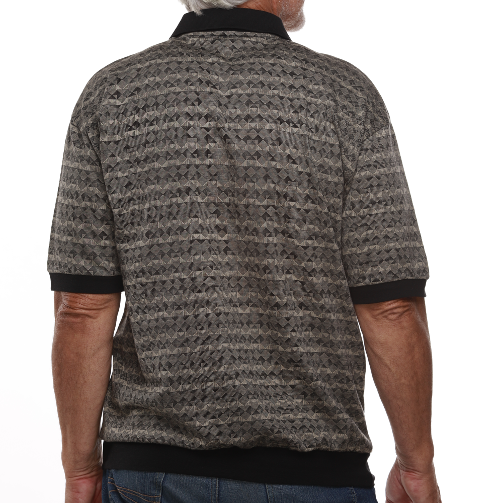 Classics by Palmland Allover Short Sleeve Banded Bottom Shirt 6190-330 Black