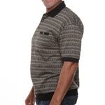 Load image into Gallery viewer, Classics by Palmland Allover Short Sleeve Banded Bottom Shirt 6190-330 Black
