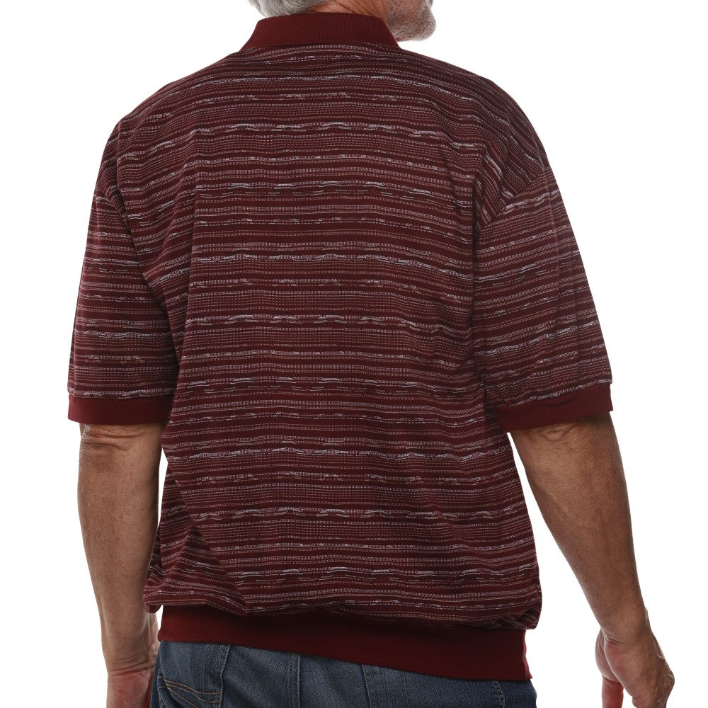 Classics by Palmland Allover Short Sleeve Banded Bottom Shirt 6191-328 Burgundy