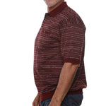 Load image into Gallery viewer, Classics by Palmland Allover Short Sleeve Banded Bottom Shirt 6191-328 Burgundy
