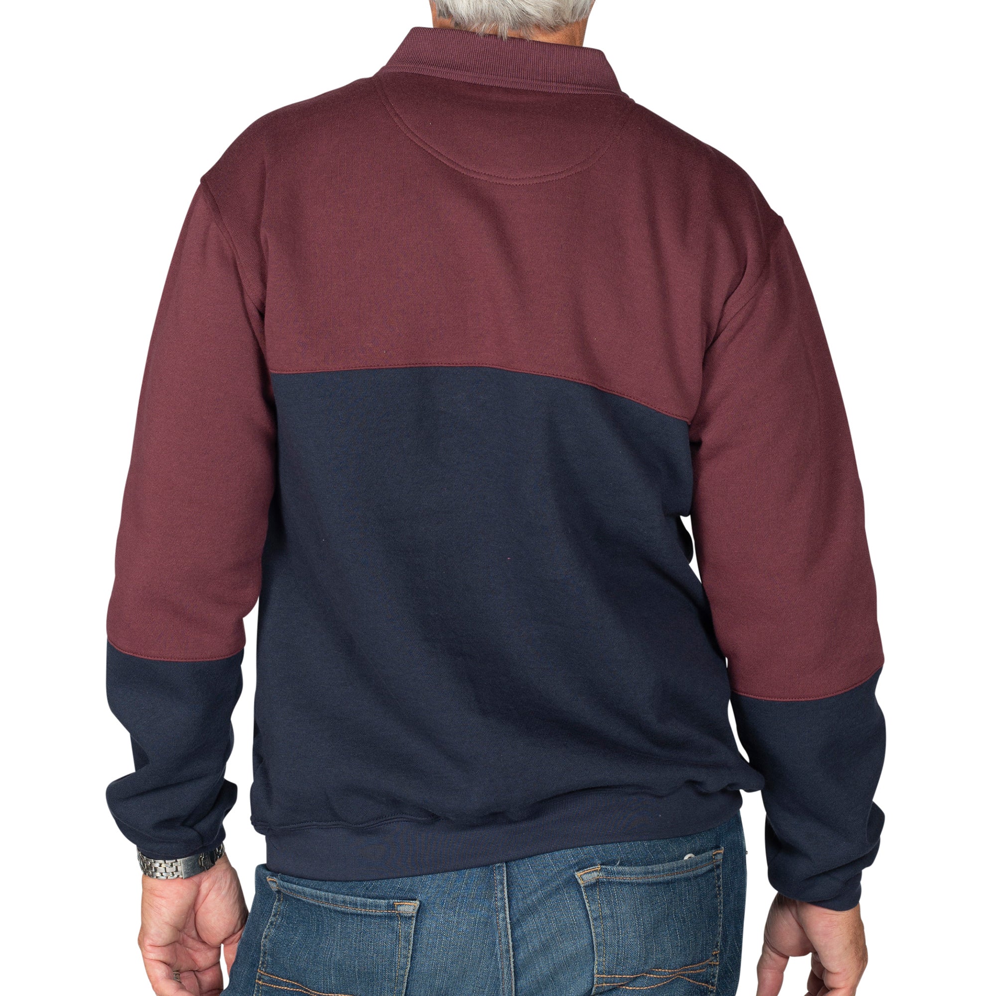 Classics by Palmland Horizontal Stripes Long Sleeve Banded Bottom Shirt 6198-210BT Burgundy Big and Tall
