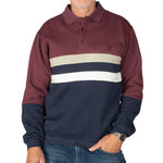 Load image into Gallery viewer, Classics by Palmland Horizontal Stripes Long Sleeve Banded Bottom Shirt 6198-210BT Burgundy Big and Tall
