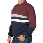 Load image into Gallery viewer, Classics by Palmland Horizontal Stripes Long Sleeve Banded Bottom Shirt 6198-210 Burgundy
