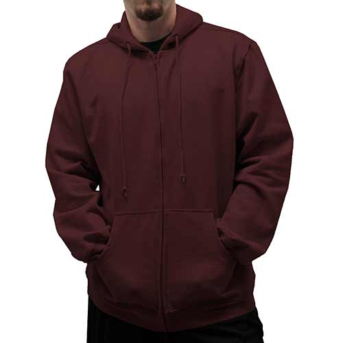 L/S Full Zipper Fleece Drawstring Hoodie 6400-452BT Burgundy - Big and Tall - theflagshirt