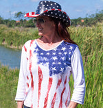 Load image into Gallery viewer, Women&#39;s Old Glory 3/4 Sleeve Top
