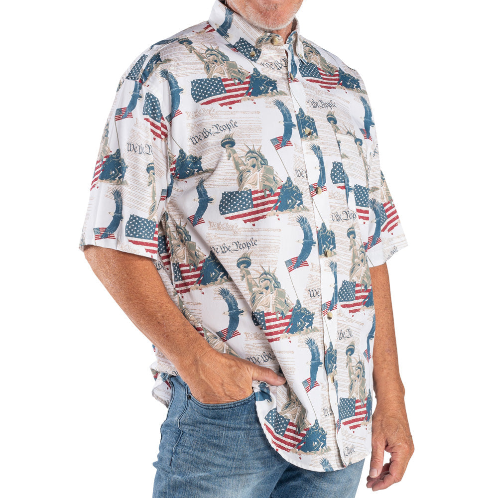 Men's We The People 100% Cotton Button-Down Short Sleeve Shirt