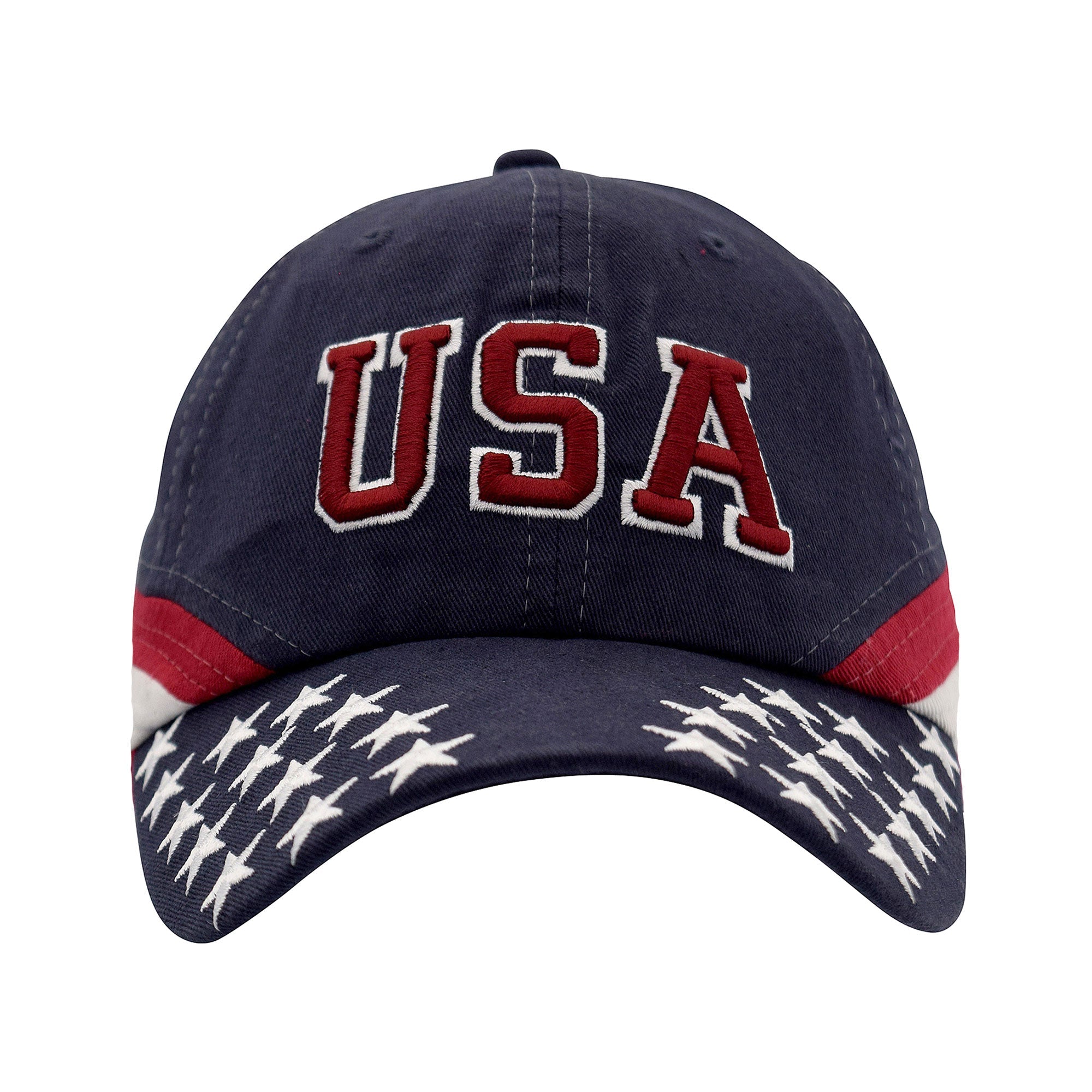 WH-7642C-Twill America Flag Hat -USA Embroidery - Navy