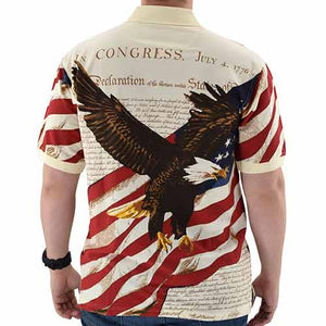 Men's Eagle Soaring American Flag 100% Cotton Polo Shirt